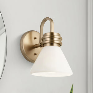 Merritt 7" One Light Wall Sconce, Opal Glass / Champagne Bronze