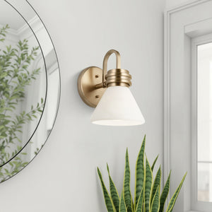 Merritt 7" One Light Wall Sconce, Opal Glass / Champagne Bronze