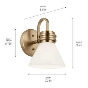 Merritt 7" One Light Wall Sconce, Opal Glass / Champagne Bronze