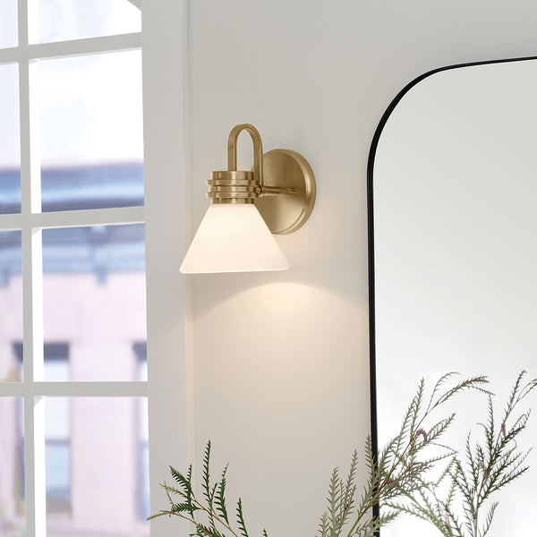 Merritt 7" One Light Wall Sconce, Opal Glass / Champagne Bronze