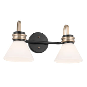 Merritt 19" Two Lights Vanity, Opal Glass / Black Champagne Bronze