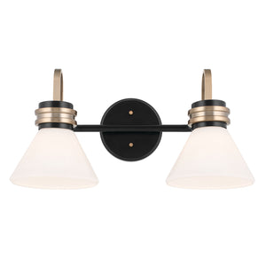 Merritt 19" Two Lights Vanity, Opal Glass / Black Champagne Bronze