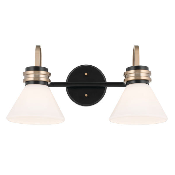 Merritt 19" Two Lights Vanity, Opal Glass / Black Champagne Bronze