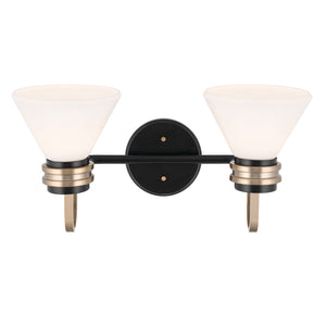 Merritt 19" Two Lights Vanity, Opal Glass / Black Champagne Bronze