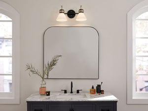 Merritt 19" Two Lights Vanity, Opal Glass / Black Champagne Bronze