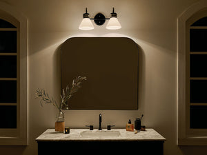 Merritt 19" Two Lights Vanity, Opal Glass / Black Champagne Bronze