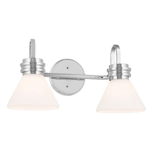 Merritt 19" Two Lights Vanity, Opal Glass / Chrome