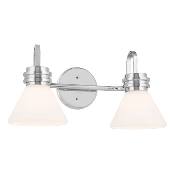 Merritt 19" Two Lights Vanity, Opal Glass / Chrome