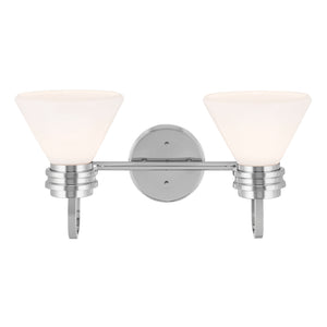 Merritt 19" Two Lights Vanity, Opal Glass / Chrome