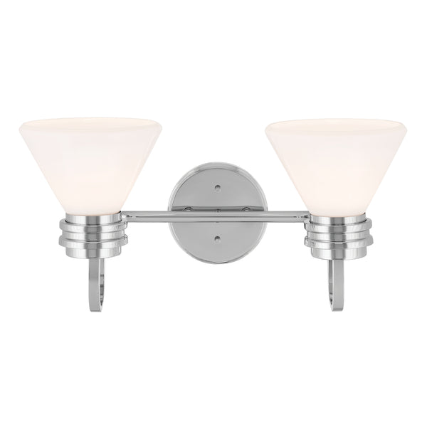 Merritt 19" Two Lights Vanity, Opal Glass / Chrome