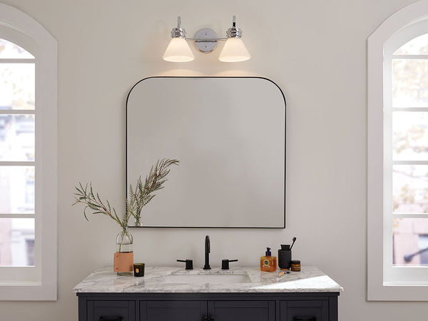 Merritt 19" Two Lights Vanity, Opal Glass / Chrome