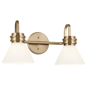 Merritt 19" Two Lights Vanity, Opal Glass / Champagne Bronze