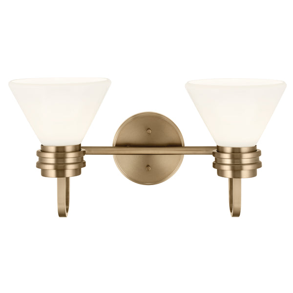 Merritt 19" Two Lights Vanity, Opal Glass / Champagne Bronze