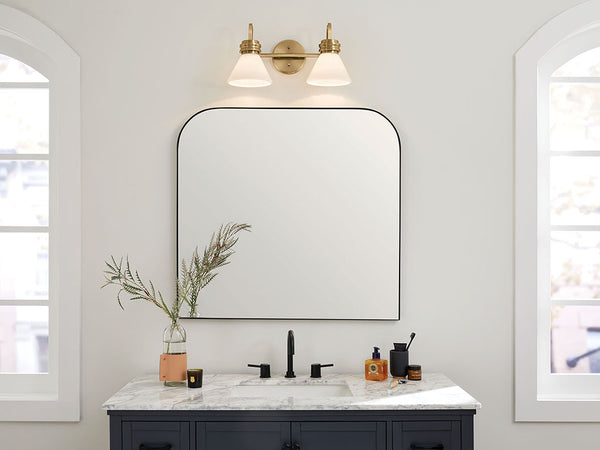 Merritt 19" Two Lights Vanity, Opal Glass / Champagne Bronze