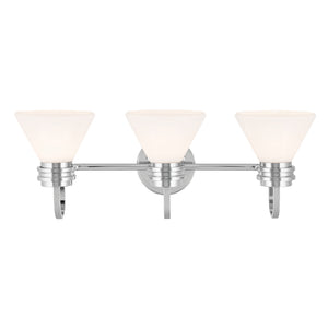 Merritt 26" Three Lights Vanity, Opal Glass / Chrome