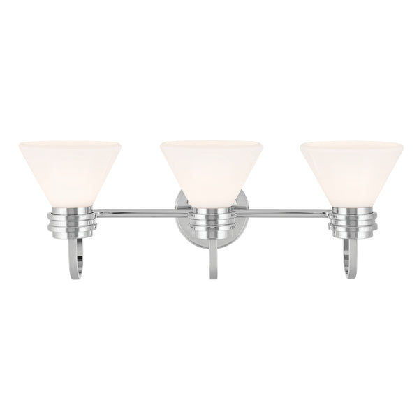 Merritt 26" Three Lights Vanity, Opal Glass / Chrome