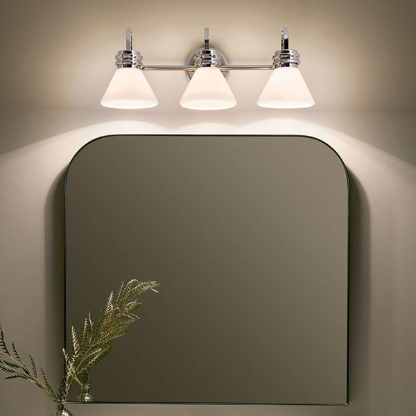 Merritt 26" Three Lights Vanity, Opal Glass / Chrome