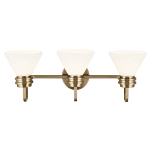 Merritt 26" Three Lights Vanity, Opal Glass / Champagne Bronze