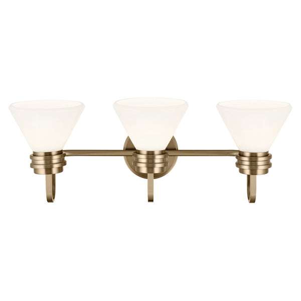 Merritt 26" Three Lights Vanity, Opal Glass / Champagne Bronze