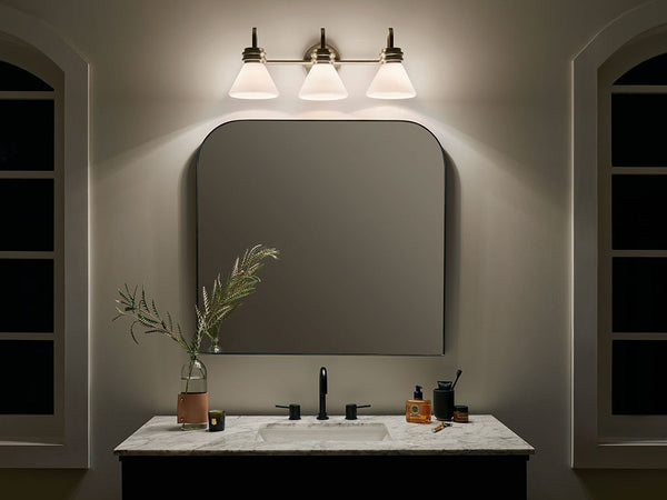 Merritt 26" Three Lights Vanity, Opal Glass / Champagne Bronze