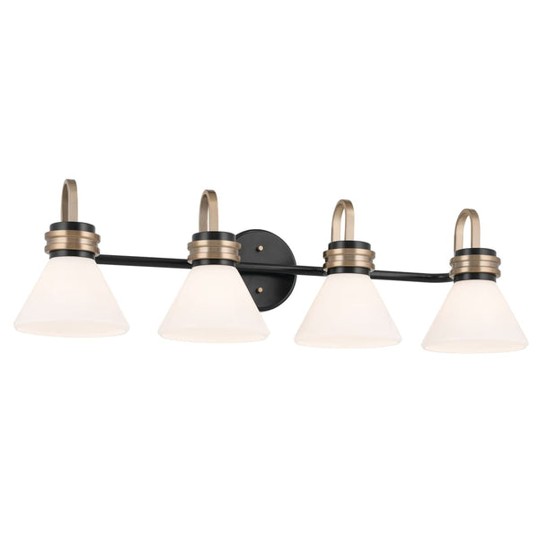 Merritt 34" Four Lights Vanity, Opal Glass / Black Champagne Bronze