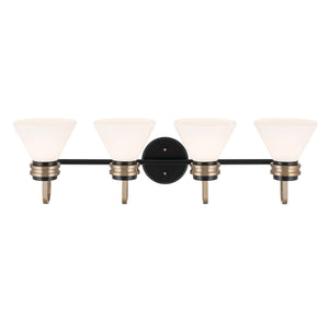 Merritt 34" Four Lights Vanity, Opal Glass / Black Champagne Bronze
