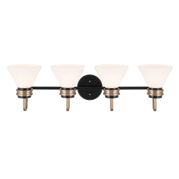 Merritt 34" Four Lights Vanity, Opal Glass / Black Champagne Bronze