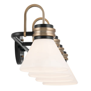 Merritt 34" Four Lights Vanity, Opal Glass / Black Champagne Bronze