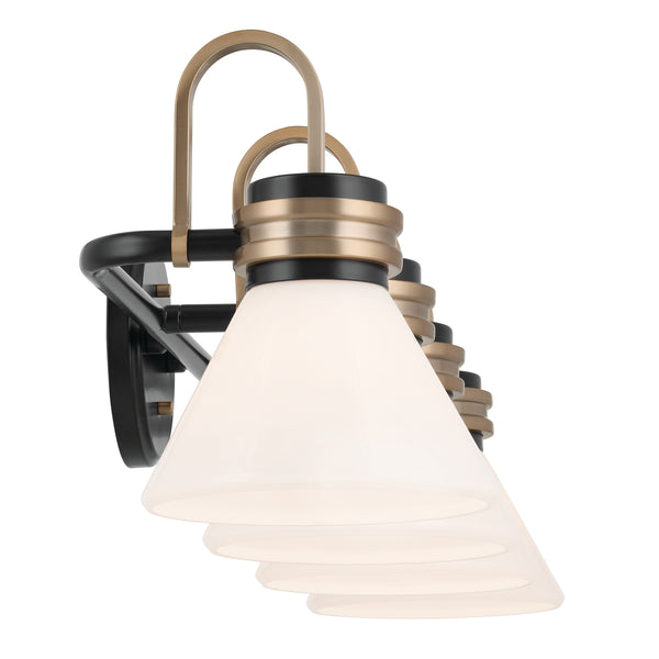 Merritt 34" Four Lights Vanity, Opal Glass / Black Champagne Bronze