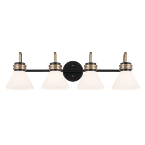 Merritt 34" Four Lights Vanity, Opal Glass / Black Champagne Bronze
