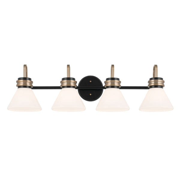Merritt 34" Four Lights Vanity, Opal Glass / Black Champagne Bronze
