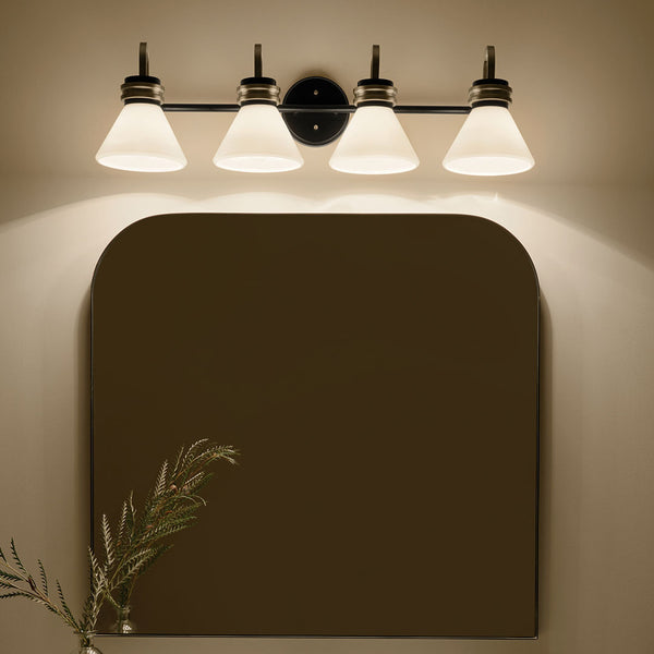 Merritt 34" Four Lights Vanity, Opal Glass / Black Champagne Bronze