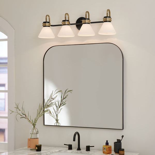 Merritt 34" Four Lights Vanity, Opal Glass / Black Champagne Bronze