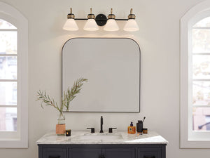 Merritt 34" Four Lights Vanity, Opal Glass / Black Champagne Bronze