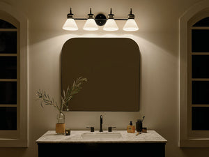 Merritt 34" Four Lights Vanity, Opal Glass / Black Champagne Bronze