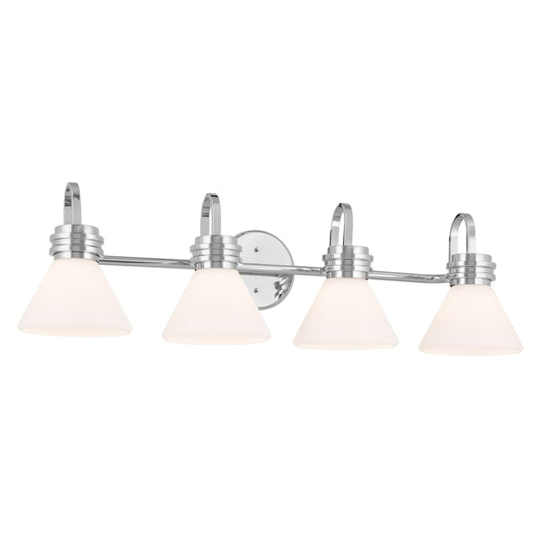 Merritt 34" Four Lights Vanity, Opal Glass / Chrome