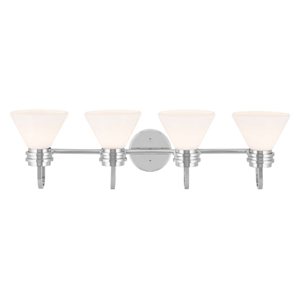 Merritt 34" Four Lights Vanity, Opal Glass / Chrome