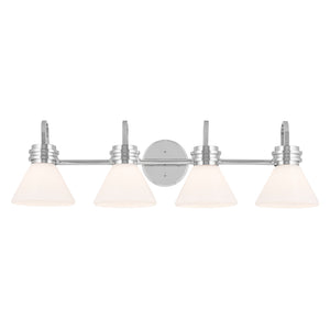 Merritt 34" Four Lights Vanity, Opal Glass / Chrome