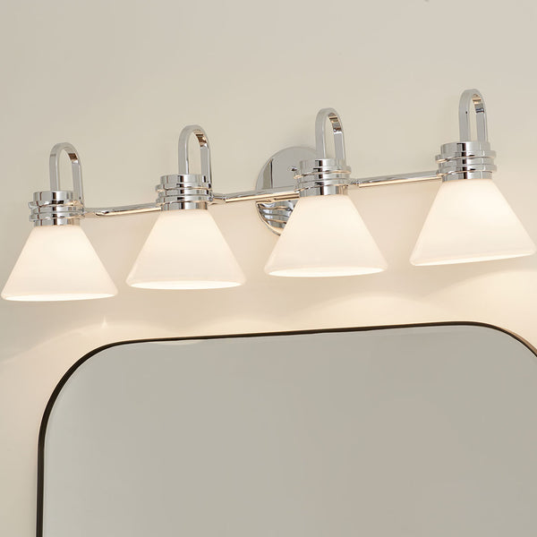 Merritt 34" Four Lights Vanity, Opal Glass / Chrome