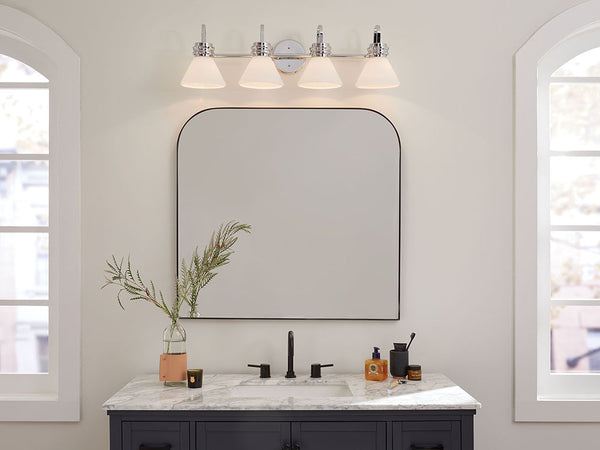 Merritt 34" Four Lights Vanity, Opal Glass / Chrome