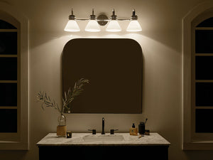 Merritt 34" Four Lights Vanity, Opal Glass / Chrome