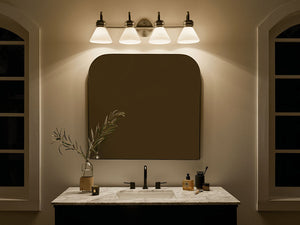 Merritt 34" Four Lights Vanity, Opal Glass / Champagne Bronze