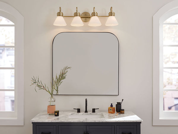 Merritt 34" Four Lights Vanity, Opal Glass / Champagne Bronze