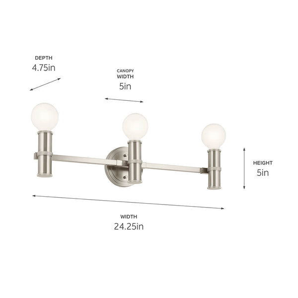 Sylar 24" Three Lights Vanity, Brushed Nickel