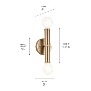 Sylar 5" Two Lights Wall Sconce, Champagne Bronze