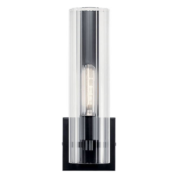 Corbin 5" One Light Wall Sconce, Clear Fluted Glass / Black