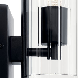 Corbin 5" One Light Wall Sconce, Clear Fluted Glass / Black