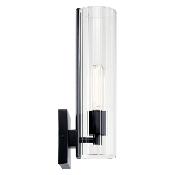 Corbin 5" One Light Wall Sconce, Clear Fluted Glass / Black