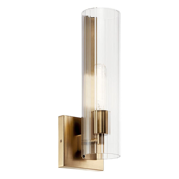 Corbin 14" 1 Light Wall Sconce, Clear Fluted Glass / Champagne Bronze