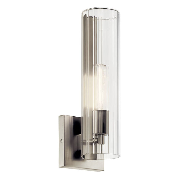 Corbin 14" 1 Light Wall Sconce, Clear Fluted Glass / Brushed Nickel